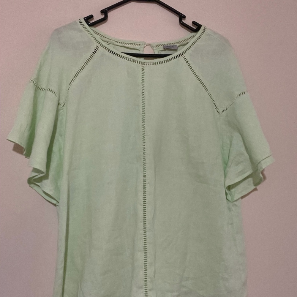 Elegant Light Green Short Sleeve Top